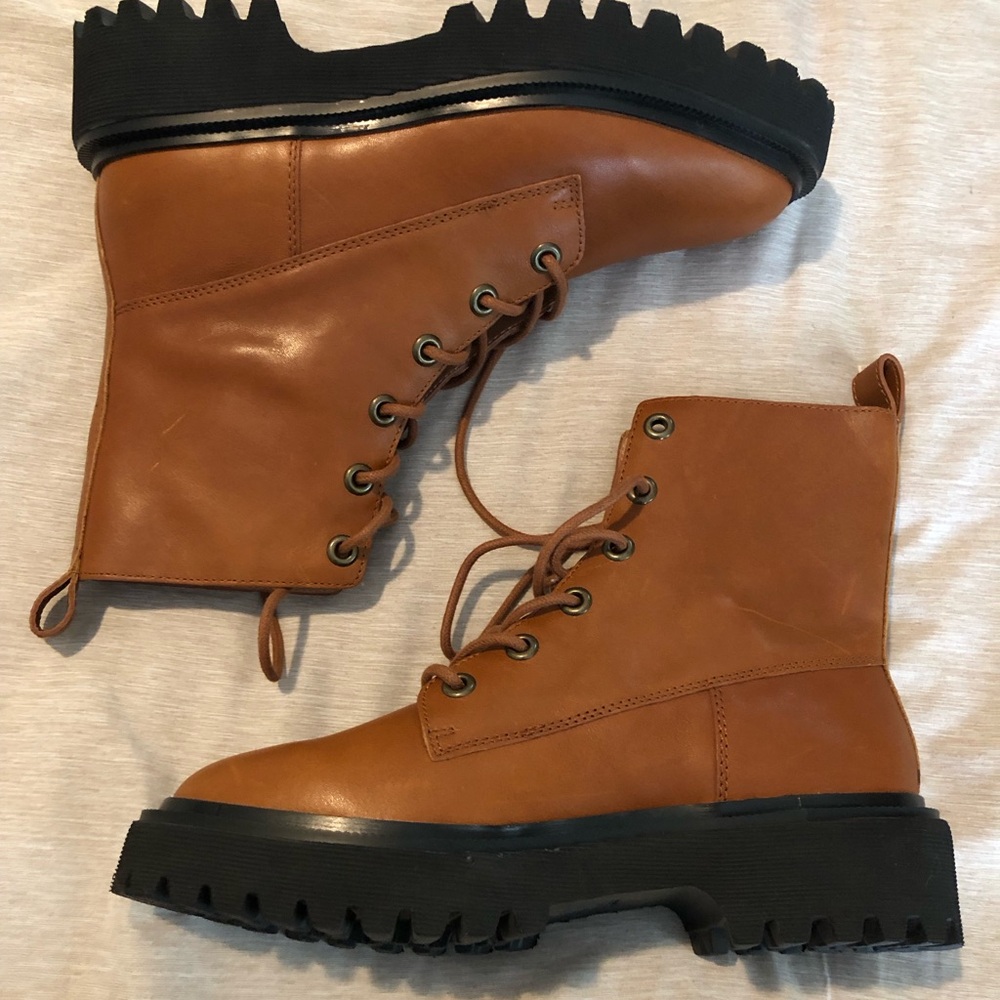 Madewell Tan Combat & Moto Boots